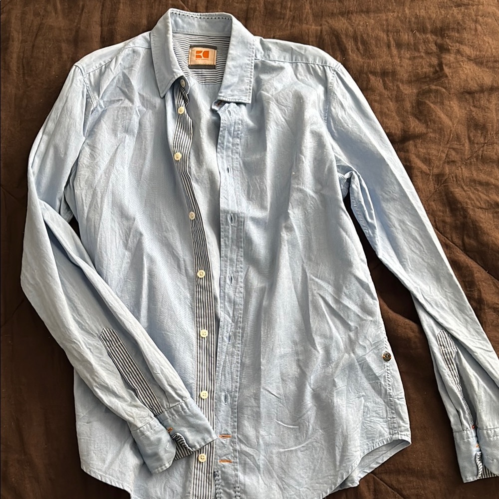 BOSS ORANGE Light Blue Casual Button Down Shirt